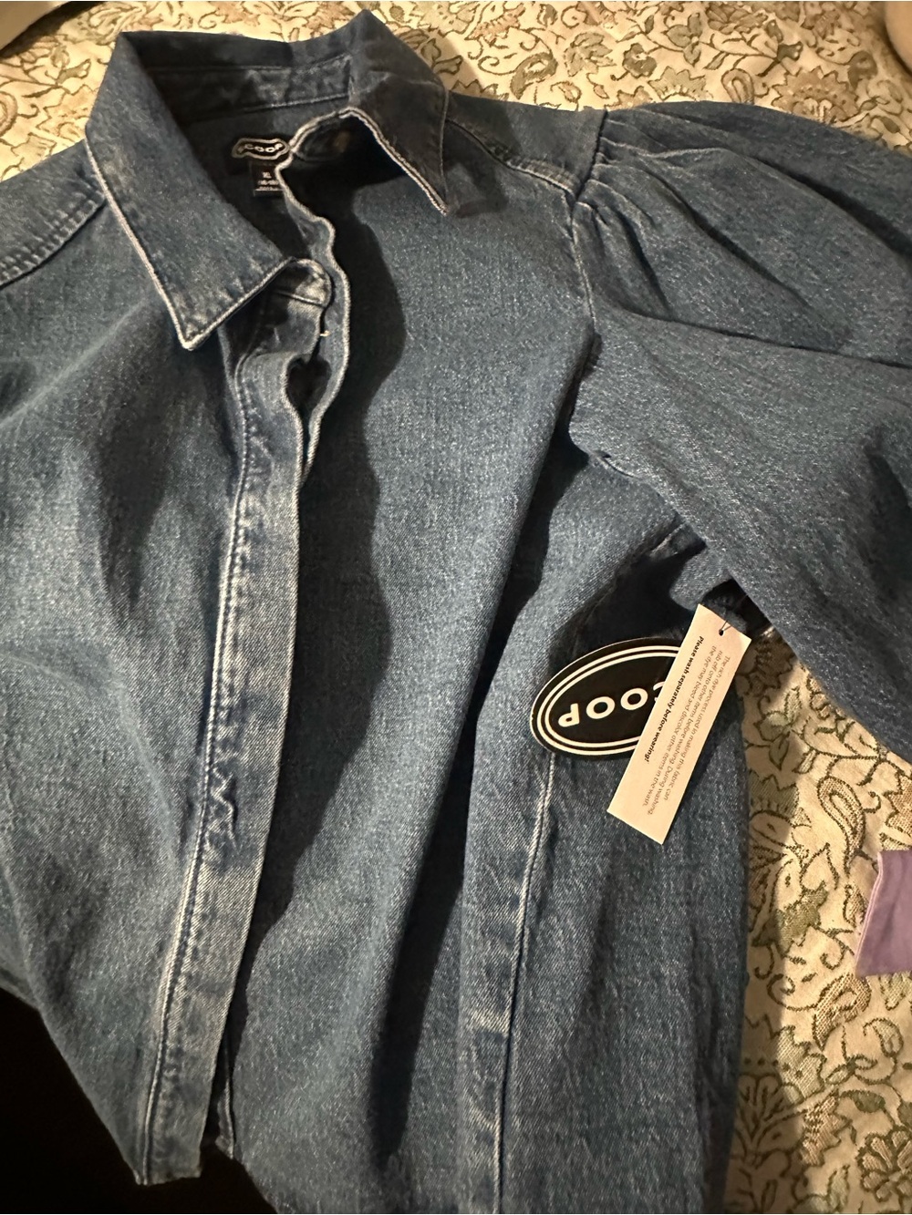 Blue Puff-Sleeve Denim Jacket - Picture 14 of 16